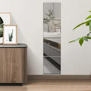 Acrylic Mirror Surface Wall Sticker (4pcs), Self Adhesive Square Mirror Sticker, Wall Decals For Home Living Room Bedroom