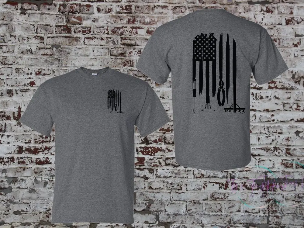 Lineman Tools American Flag Verticle T-shirt, Lineman Pride Tee, Lineman Gear