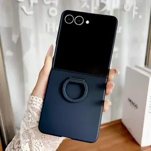WWH Liquid Silicone Large Window Phone Case For Samsung Galaxy Z Flip7 Flip 5 6 7 Flip7fe Fashion Ring Design Shockproof Soft Funda