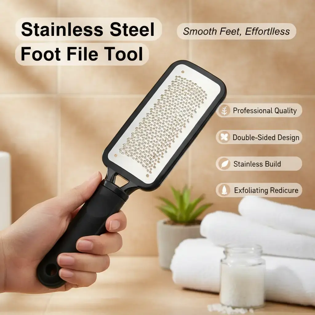 Double Sided Foot File Stainless Steel Callus Remover Dead Skin Exfoliating Pedicure Tool for Smooth Soft Feet 7cm x 21.3cm quality professional, Manicure, Nail Care, Callus Remover For Feet