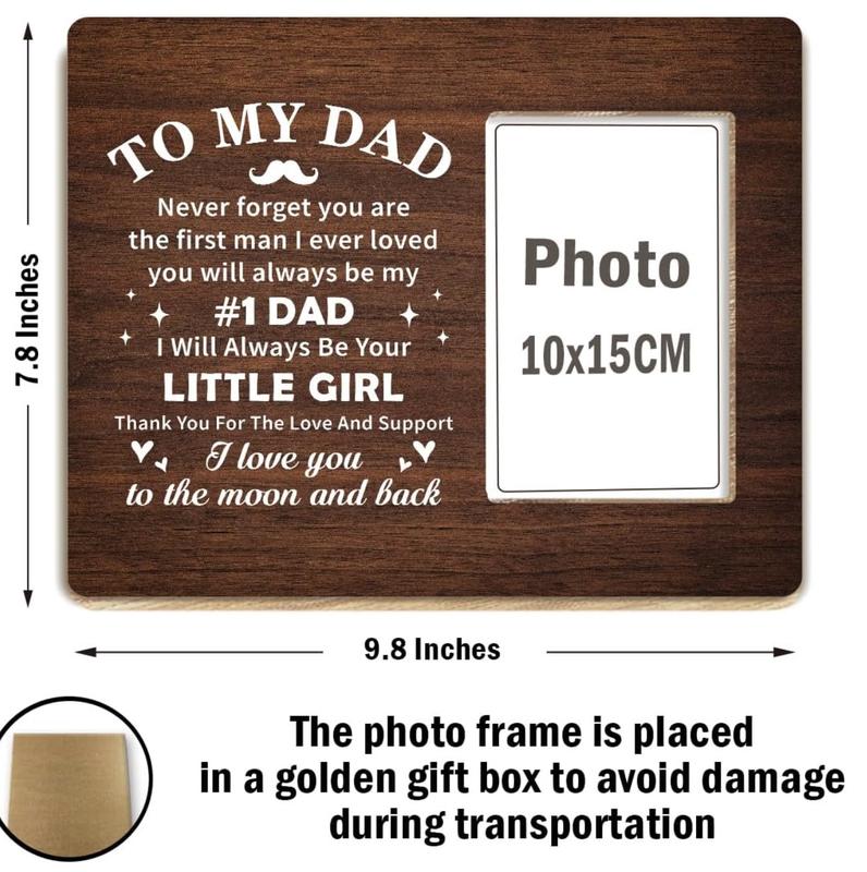 Dad Picture Frame,Gifts for Father from Daughter,Christmas Fathers Day Birthday Gift for Dad,Father I Will Always Be Your Little Girl Wooden Photo Frame
