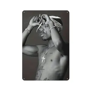 "Thug Life" Tupac Shakur Metal Wall Sign - Rap Legend Art | Ideal Gift for Tupac Fans & Hip Hop Collectors