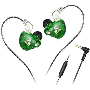 Wired Gaming Earbuds,QKZ AK6 PRO in Ear Monitors, Deep Bass Sound Wired Earbuds, HiFi in Ear Headphones with  1DD 10mm Dynamic Driver, IEM for Music Gaming Video Calling (Green)