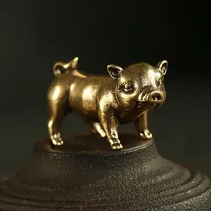 Adorable Brass Pig Figurine, Brass Material, Cute Metal Animal Sculpture, Home Decor Sculptures for Tabletop Display, Decorative Home Accent, Perfect Gift Idea