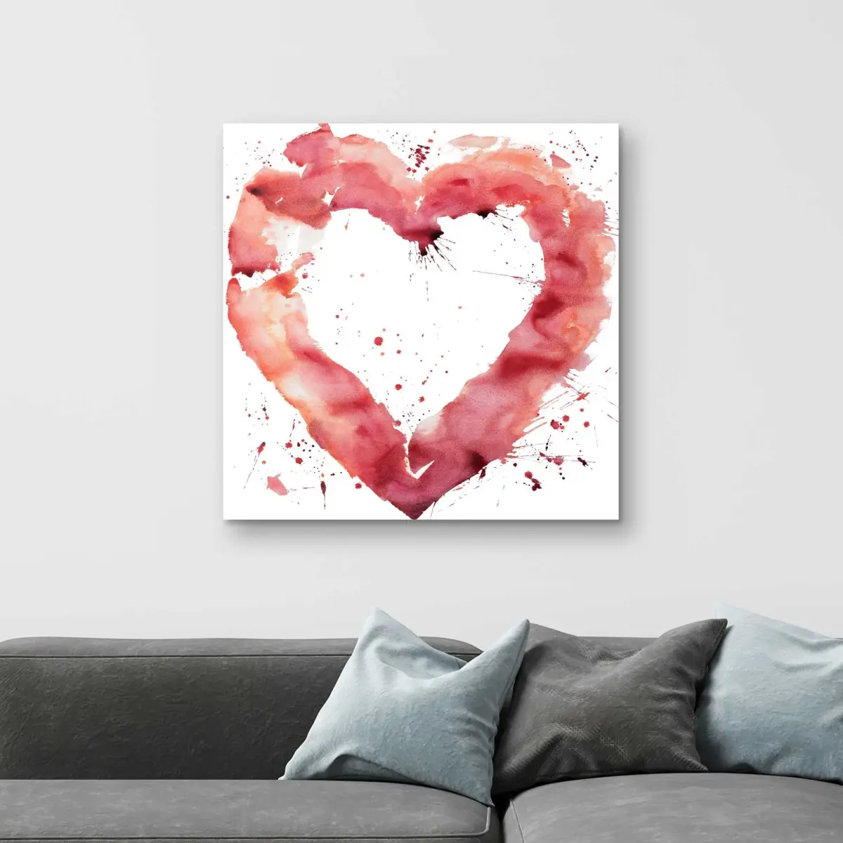Begin Home Decor C1RC323263EWW9 32 x 32 in. Watercolor Abstract Heart Canvas - Red Home Decor Art