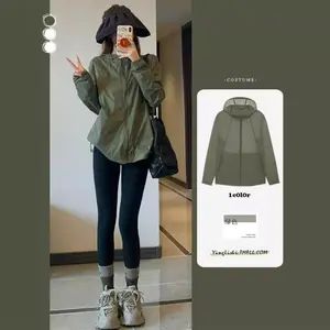 Summer sunscreen clothes women's 2 outdoor sports zipper hooded super good-looking quick-drying ice silk breathable thin coat