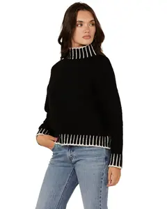 Revel Women's Women'S Whip Stitch Turtleneck Sweater - Bb-11325Sw-Blk