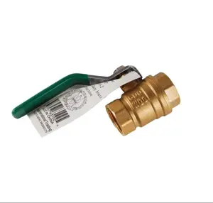 Heavy Duty Brass Ball Valve Quarter Turn 1-1/4” IPS with Green Handle and Label for Precise Fluid Flow Control