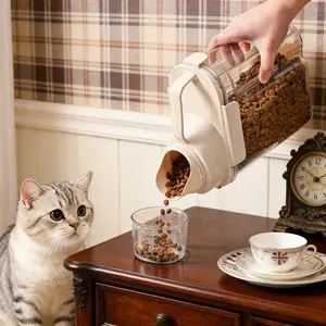 Pet Food Storage Container with Measuring Marks, Airtight Pet Food Bin for Dogs & Cats