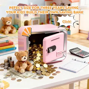 Pink piggy bank with combination lock, children’s piggy bank, gift, fosters savings habits