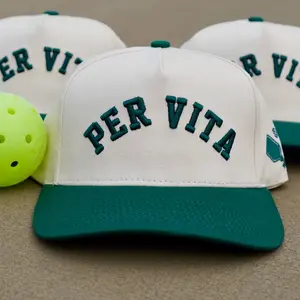 Per Vita Pickleball Two Tone Hat Rainforest Green and Cream Adjustable Snapback Cap