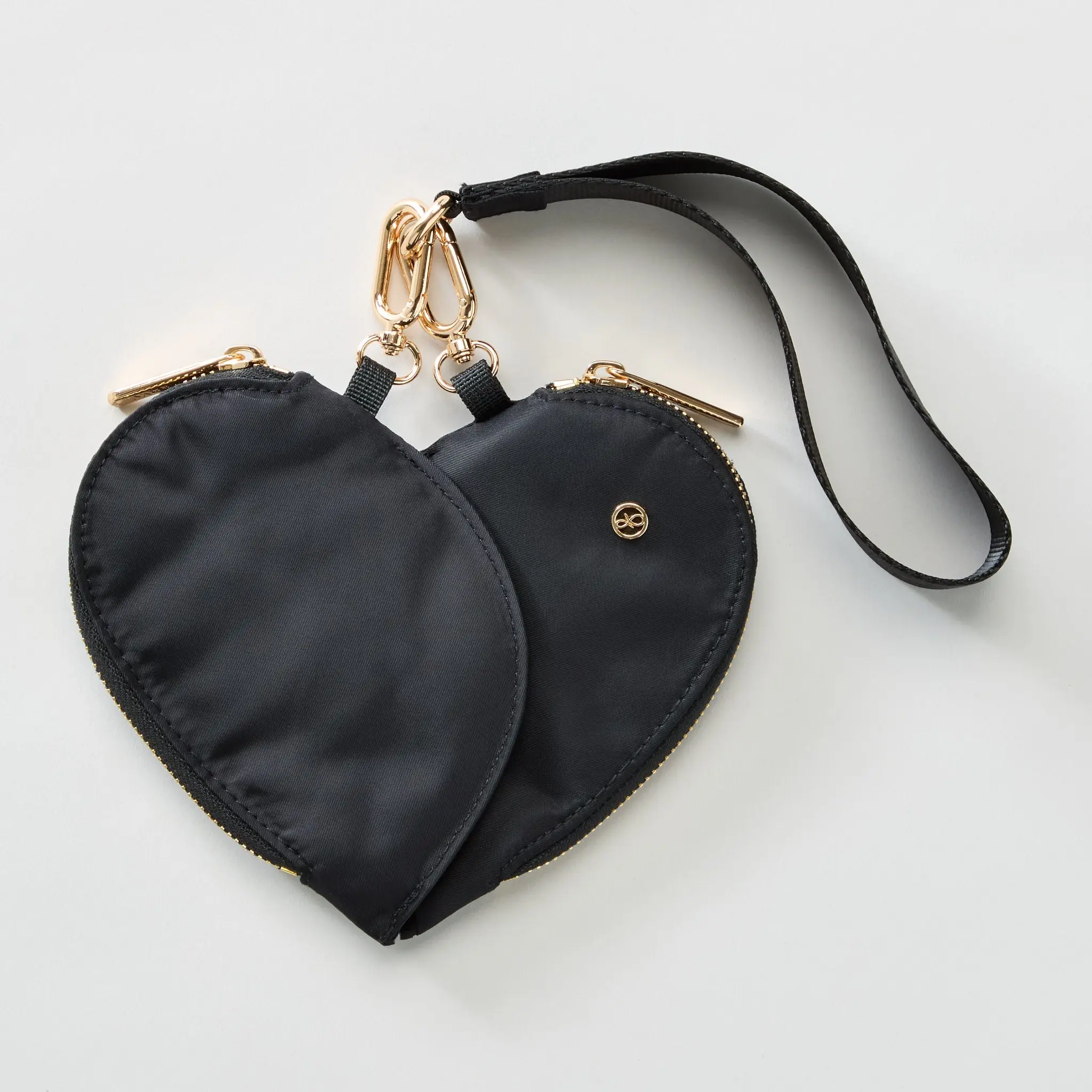 Women's Heart Dual Pouch Wristlet, Daily Use Purse with Zip-Split Pouches, Decorative Hands-Free Utility Heart Bag Women's Clutches & Wristlets