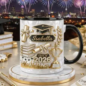 Personalized Graduation Faux 3D Effect Mug, Class of 2026, Gift For Her Him, Graduation Mug Gift, Custom Name Coffee Cip