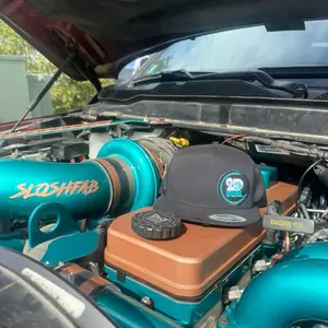 2D Diesel Snap Back Hat - Black Cap with Blue Engine Oil Graphic for Diesel Enthusiasts