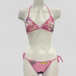 90s Bikini Set Vintage Bohoy Hibiscus Bikini, Summer Vibes For Women