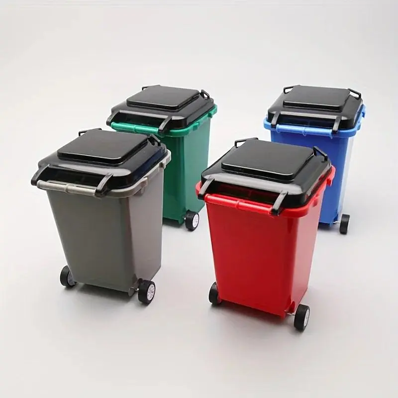 1pc Portable Mini Office Desk Trash Bin Pen Holder - Office Supplies Storage Plastic Garbage Can Trashcan
