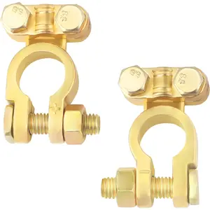 2PCS Positive & Negative Battery Terminal Connectors,Brass Battery Cable Ends for Automotive Replacement Battery Terminals & Ends,Universal Battery Clamps for Truck Boat Car
