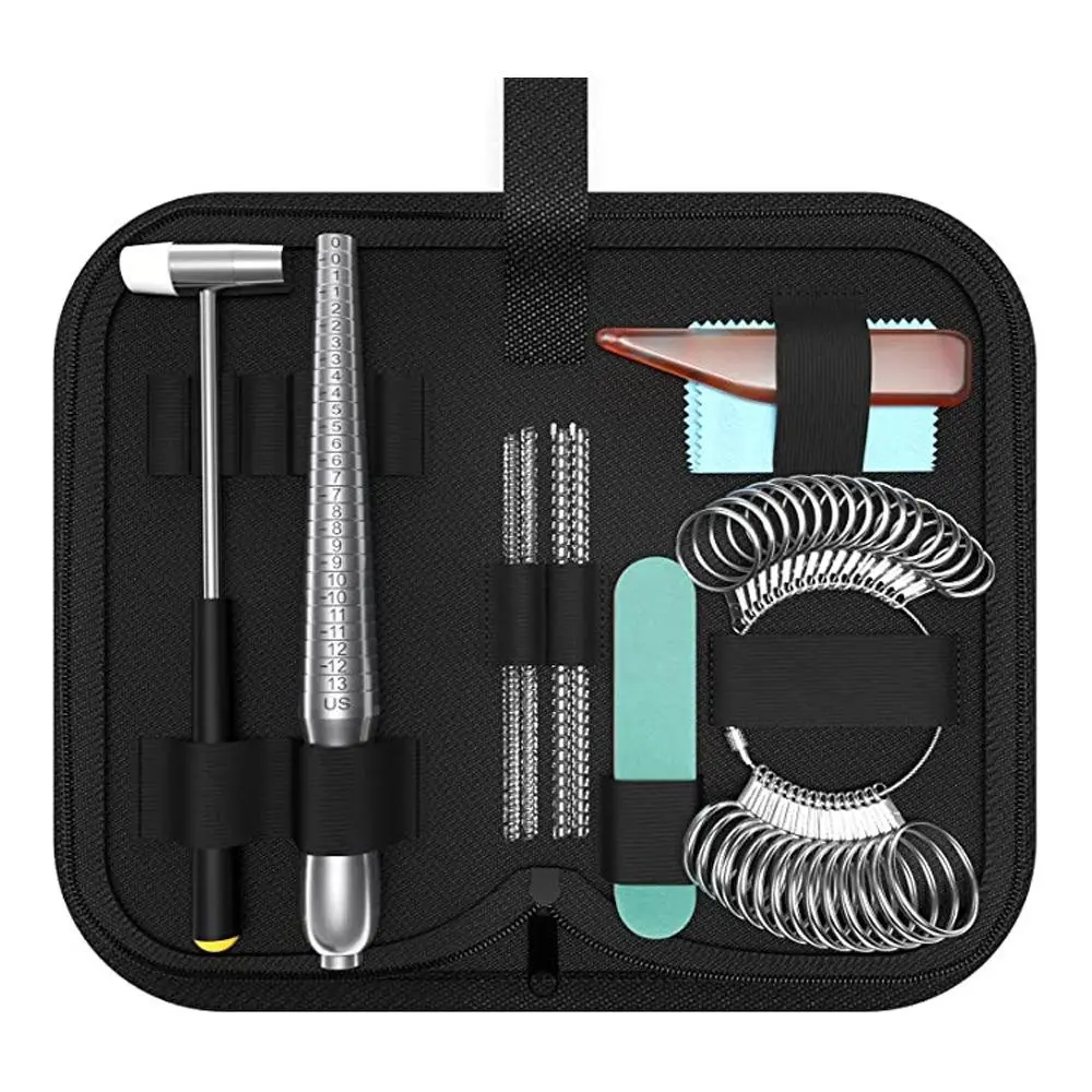 11PC Jewelry Tool Set with Zipper Organizer for Ring Measurement, Repair and Polishing, Engagement Ring and Bridal Jewelry  , Jewellery, All-In-One