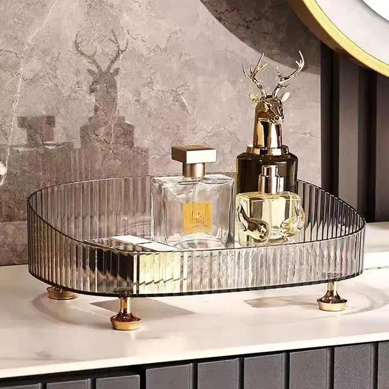 Makeup Storage Tray, Desktop Cosmetic Organizer, Transparent Large Capacity Makeup Display Tray, Durable Skincare Storage Tray, Gifts for Girlfriend,