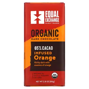Equal Exchange Organic Dark Chocolate, Infused Orange, 65% Cacao, 2.8 oz (80 g)