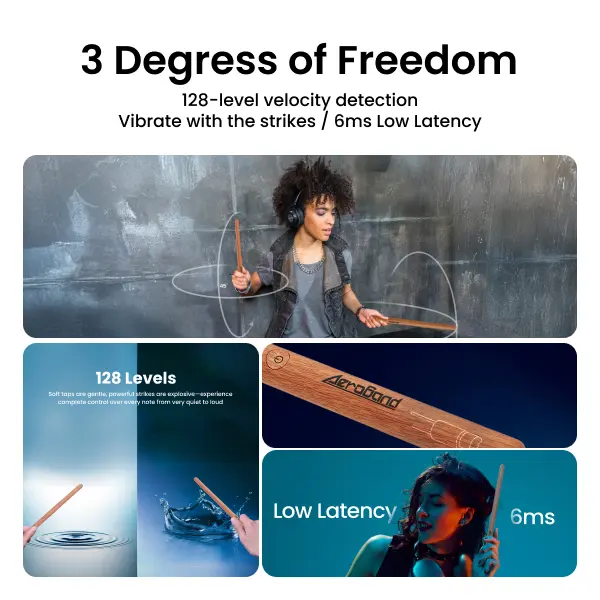 AeroBand PocketDrum2Max Electric Air Drum Sticks, Pedals, Bluetooth, USB MIDI Function, Electronic Drum Set for Adults, Kids, Professionals, Gift Percussion Instrument 4