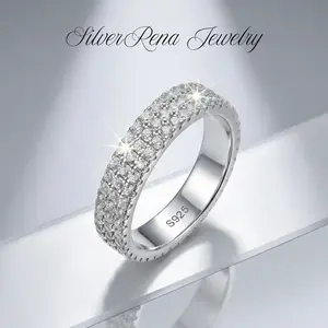 S925 Mother's Day Sterling Silver Full of Shining Zirconia Ring, Exquisite and Romantic Tiny Lab Grown Diamonds Design, Perfect for Engagement and Wedding Couple Rings for Women&Girls as Gift, Daily Wear and Birthday Party