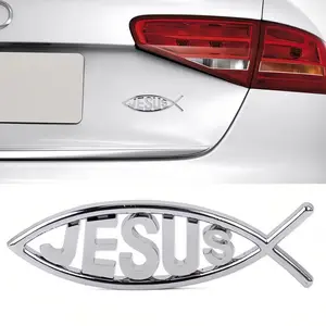 New 3D Christian Jesus Fish Symbol Car Badge Sticker Decal, Truck Car Decal, Fun Chrome Emblem, Universal Car Decoration, Laptop Accessories