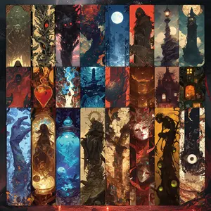 24pcs Horror Dreams Non Repetitive Unique Series Simple Handheld Art Creative Paper Bookmarks Small Cards Book Decoration Cards Reading Label Cards