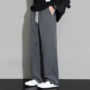 Big and Tall Straight Leg Pants, Loose Fit Work Trousers for Men, Durable Casual & Sports Wear in Beige, Plus Size Menswear with Wide Leg