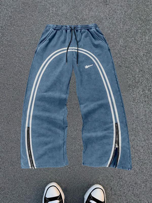 Men's Zipper Decorate Pants, Regular Fit Casual Street Comfy Pants for Spring & Fall, Men's Trousers for Daily Wear, Menswear Men's Zipper Decorate Pants, Regular Fit Casual Street Comfy Pants for Spring & Fall, Men's Trousers for Daily Wear, Menswear