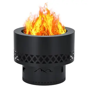 GAOMON 20 Inch Smokeless Fire Pit for Outside, Portable Outdoor Wood Burning Steel Fireplace with Removable Ash Pan & Waterproof Carry Bag, Small Fire Pit for Patio, Camping, Bonfire (2-8 People)