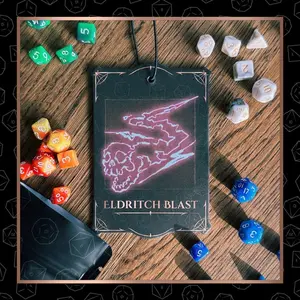 Hidden Loot Eldritch Blast Spell Air Freshener with Mystery Mini Dice - Infused Fragrances for Dungeons & Dragons - Includes 7 Pieces of Miniature Travel Dice