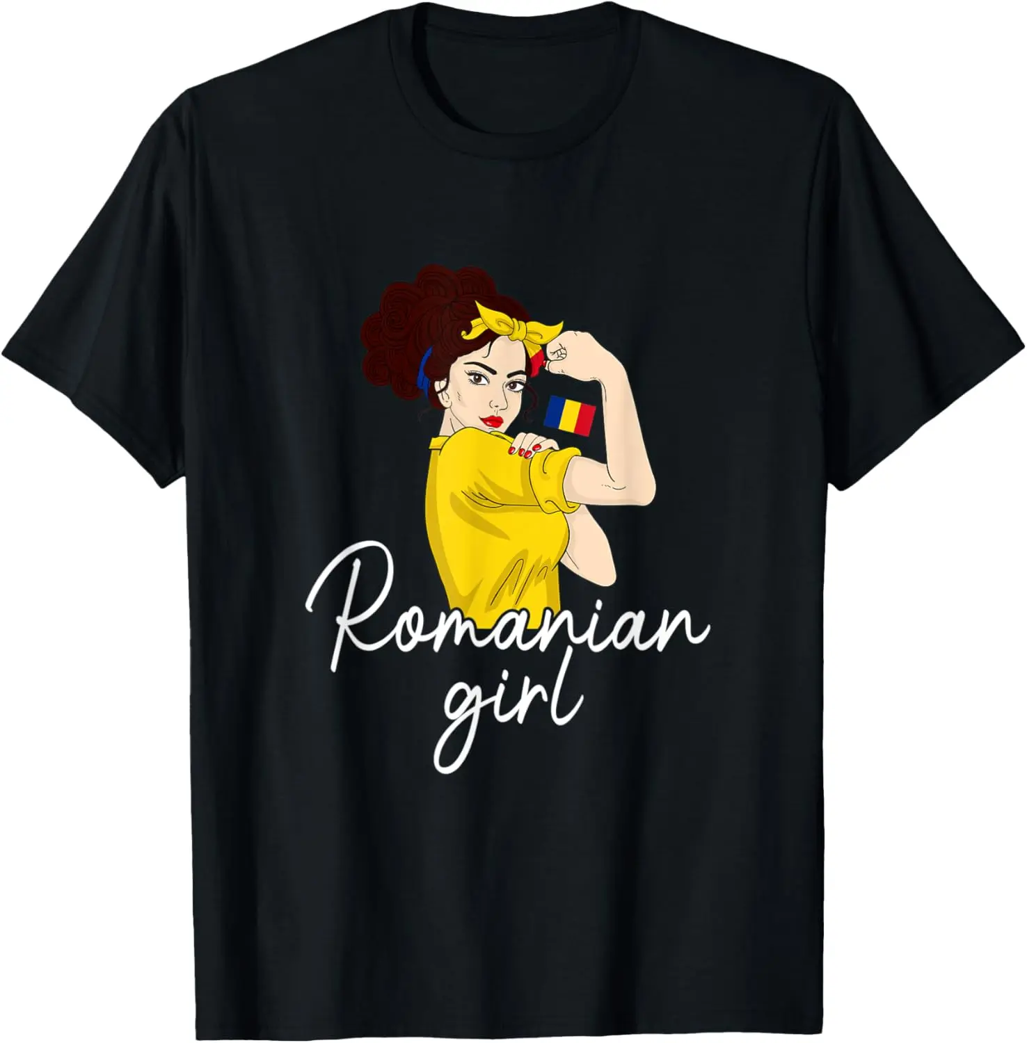T-Shirt for Women with Vintage Romanian Girl Graphic, Casual 100% Cotton Short Sleeve Round Neck Top