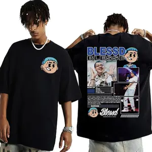 Rapper BLESSD BENDECIDO Tour 2025 Merch T Shirts Men Women's Clothing Harajuku Hip Hop High Quality Cotton Short Sleeve T-shirts  C347 MRI