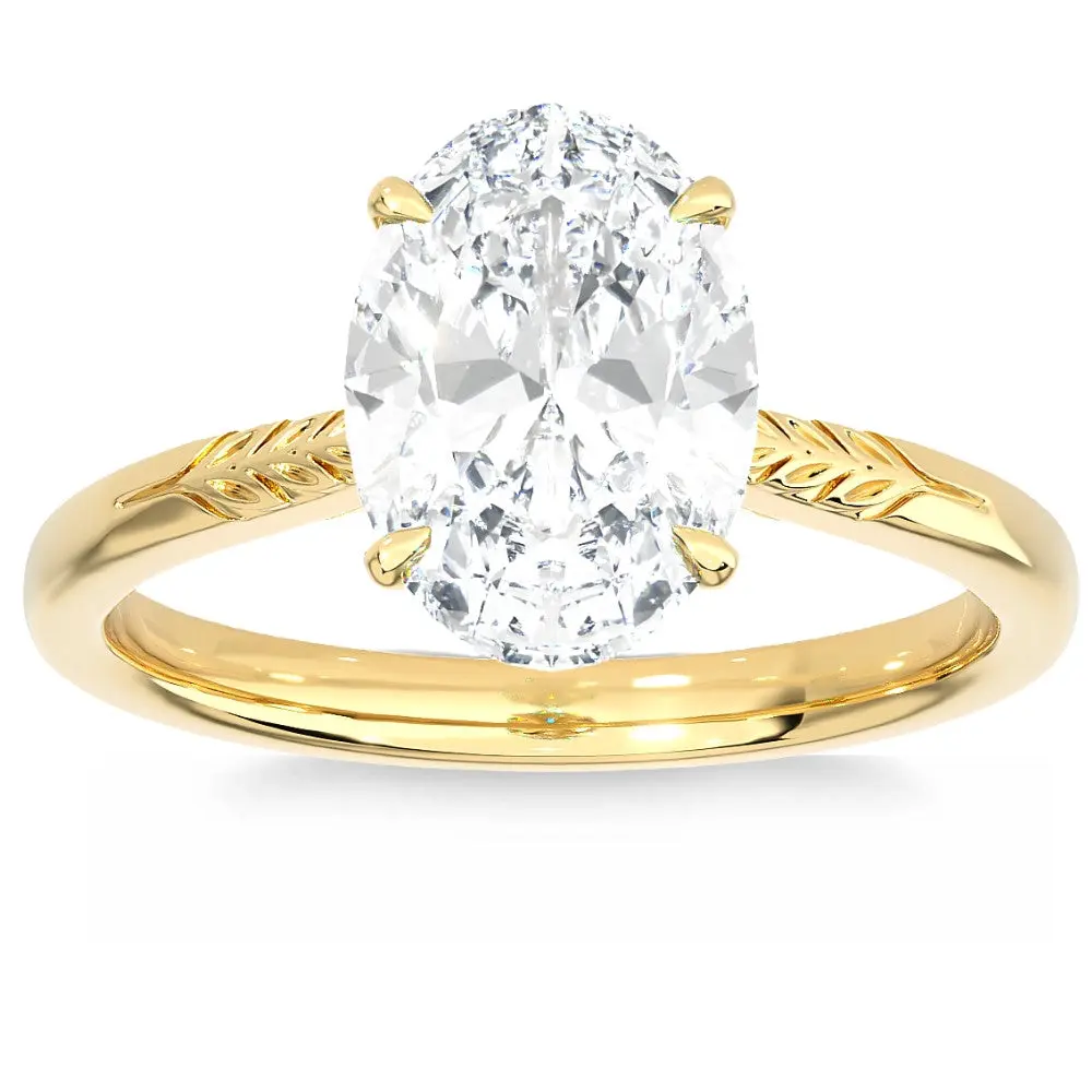 Certified 2 1/2Ct Oval Solitaire Diamond Engagement Ring in 14k Gold Lab Grown Certified 2 1/2Ct Oval Solitaire Diamond Engagement Ring in 14k Gold Lab Grown