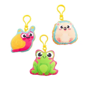 3 1/4" x 3 1/2" Springtime Friends Stuffed Backpack Clip Keychains - 12 Pc.