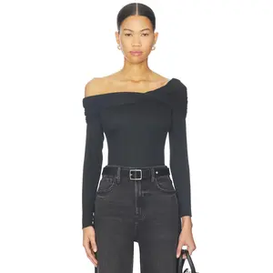PISTOLA Lyra Off Shoulder Top in Noir