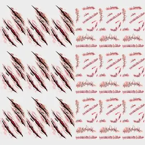 18 Pcs Realistic 3D Temporary Tattoo Stickers, Waterproof Wound Bandage Scar Design, Face Hand Body Art Makeup Tattoos for Men Women Halloween