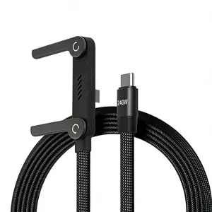 240W Foldable Phone Stand Fast Charging Cable, USB-C to Type-C Data Cable, Portable and Convenient Mobile Accessory