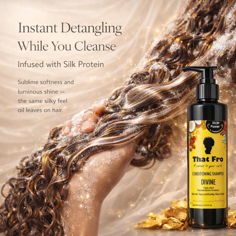 "Divine - A detangling shampoo powered by silk protein with a special rose fragrance"