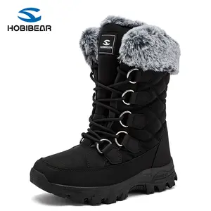 Hobibear Women's Snow Boots: Anti-Slip, Waterproof, Fur-Lined for Winter Comfort. Footwear Girl Walking Shoes Shoe Bedroom Tactical Grey Ii Dance