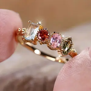 Elegant Vintage Retro Style Ring - Multi-Color Synthetic Gemstone For Women - Ideal Party Holiday Accessory