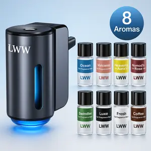 LWW Smart Car Air Freshener Set with 8 French Essential Oil Bottles 3-Level Adjustable Intensity USB Rechargeable 30-Day Battery Life for Car Home & Travel