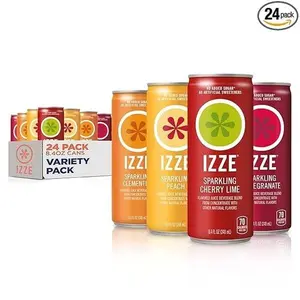 IZZE Sparkling Juice, 4 Flavor - Sunset Variety Pack, 8.4 Fl Oz Can (Pack of 24)
