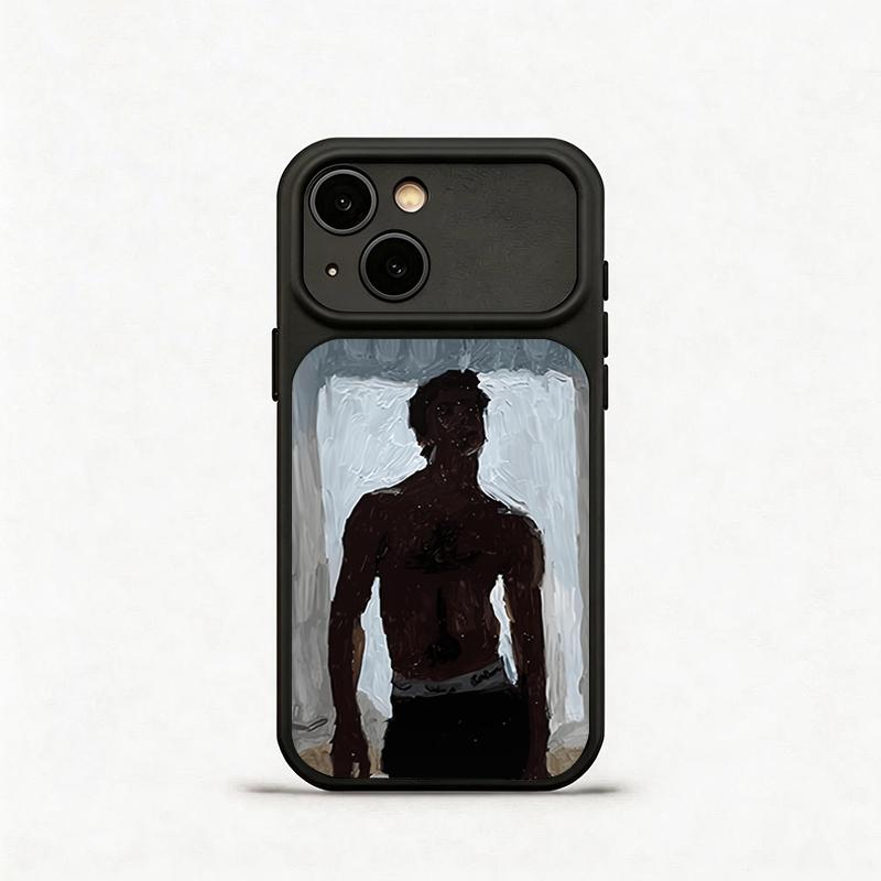 Glass Shockproof Electroplated Silver/Black Muscular Man Oil Painting iPhone 17ProMax Cover Precise Hole Alignment For Lens Frame 15ProMax Anti-yellow | 14ProMax Anti-fall | 13ProMax Ultra-thin Design 16ProMax AirPhoneCase