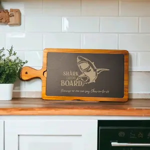 Shark-Coochie Charcuterie Board - Durable Sturdy Slate Construction with Playful Shark Design for Cheese Meats & Crackers - Perfect Kitchen Serving Board & Quirky Home Decor