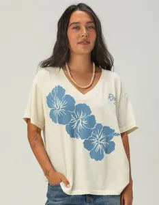 ROXY Hibiscus Womens Oversized V-Neck Tee