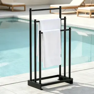 1pc Standing Towel Rack, 3-Tier Floor Mounted, Large Capacity, Modern Design, Bathroom Accessory, Bathroom Organizer Supplies, Beach Towel Holder, Outdoor Storage