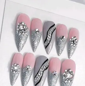 Silver Glitter Tips
