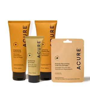 ACURE Brightening Basics Skincare Bundle – Cleansing Gel, Day Cream & Facial Scrub (+ Free Under Eye Hydrogels)